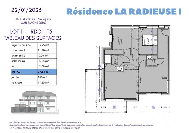 Appartement T3 à vendre - 3 pièces - 67.64 m2 - CHAUFFAYER - 05 - PROVENCE-ALPES-COTE-D-AZUR - Century 21 Interalpes
