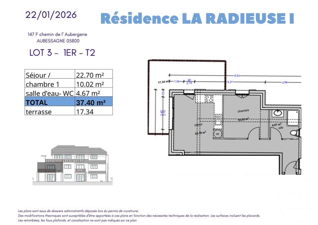 Appartement T2 à vendre - 2 pièces - 37.39 m2 - CHAUFFAYER - 05 - PROVENCE-ALPES-COTE-D-AZUR - Century 21 Interalpes